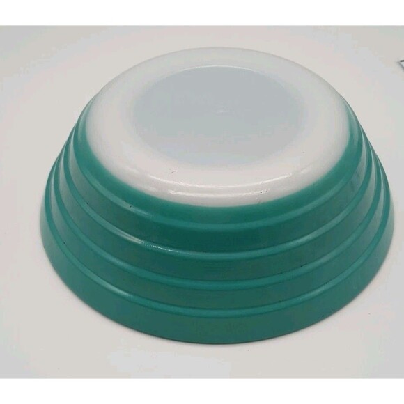 Hazel Atlas Moderntone Platonite Aqua Green  Serving Bowl - Picture 4 of 6